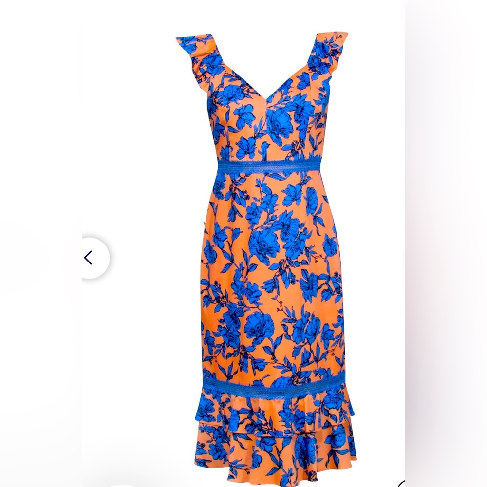 Alice + Olivia peach and blue dress
